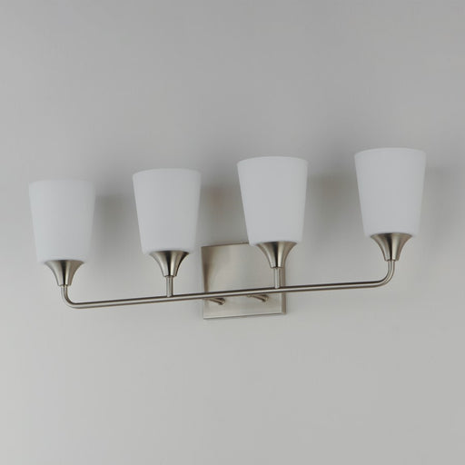 Maxim Lighting Hudson 4Lt 9.75" Bath Vanity, Nickel/White