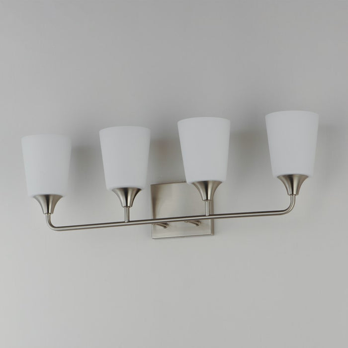 Maxim Lighting Hudson 4Lt 9.75" Bath Vanity, Nickel/White