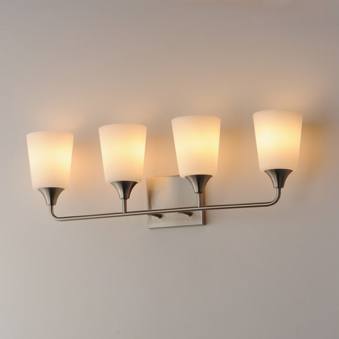 Maxim Lighting Hudson 4Lt 9.75" Bath Vanity, Nickel/White