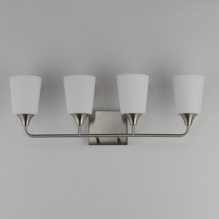 Maxim Lighting Hudson 4Lt 9.75" Bath Vanity, Nickel/White