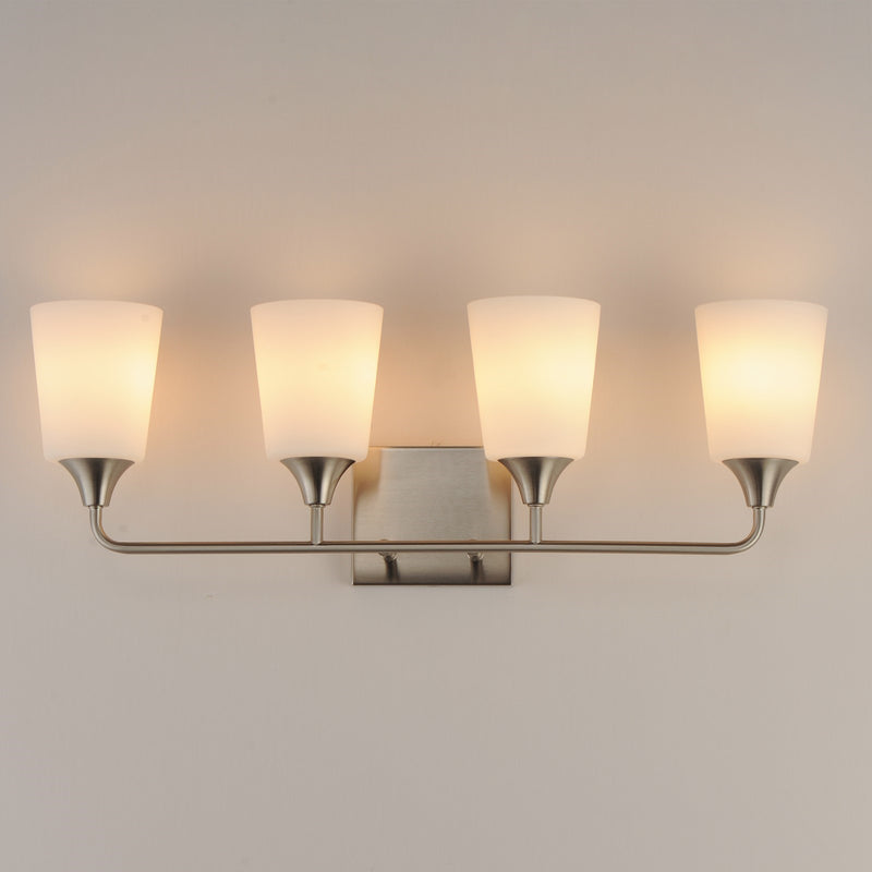 Maxim Lighting Hudson 4Lt 9.75" Bath Vanity, Nickel/White