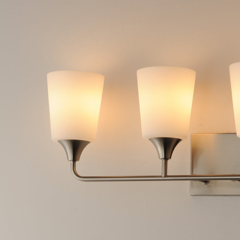Maxim Lighting Hudson 4Lt 9.75" Bath Vanity, Nickel/White