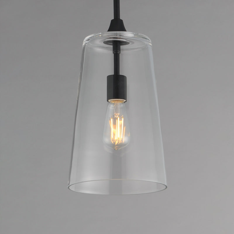 Maxim Lighting Hudson 1 Light 14.5" Single Pendant, Black/Clear