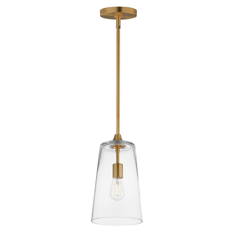 Maxim Lighting Hudson 1Lt 14.5" Single Pendant, Aged Brass/Clear