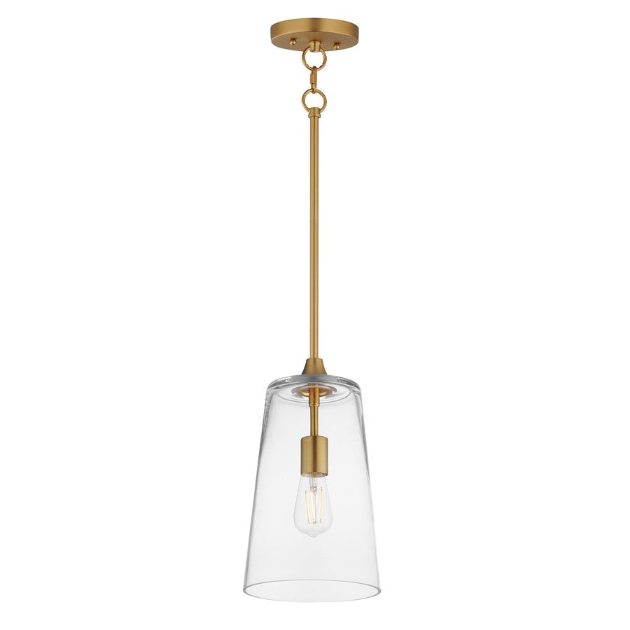 Maxim Lighting Hudson 1Lt 14.5" Single Pendant, Aged Brass/Clear - 12886CLNAB