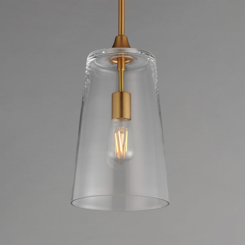 Maxim Lighting Hudson 1Lt 14.5" Single Pendant, Aged Brass/Clear