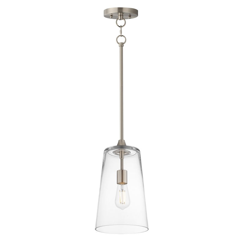 Maxim Lighting Hudson 1Lt 14.5" Single Pendant, Satin Nickel/Clear - 12886CLSN