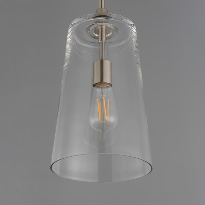Maxim Lighting Hudson 1Lt 14.5" Single Pendant, Satin Nickel/Clear