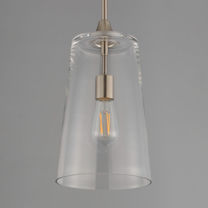 Maxim Lighting Hudson 1Lt 14.5" Single Pendant, Satin Nickel/Clear