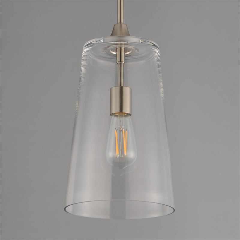 Maxim Lighting Hudson 1Lt 14.5" Single Pendant, Satin Nickel/Clear