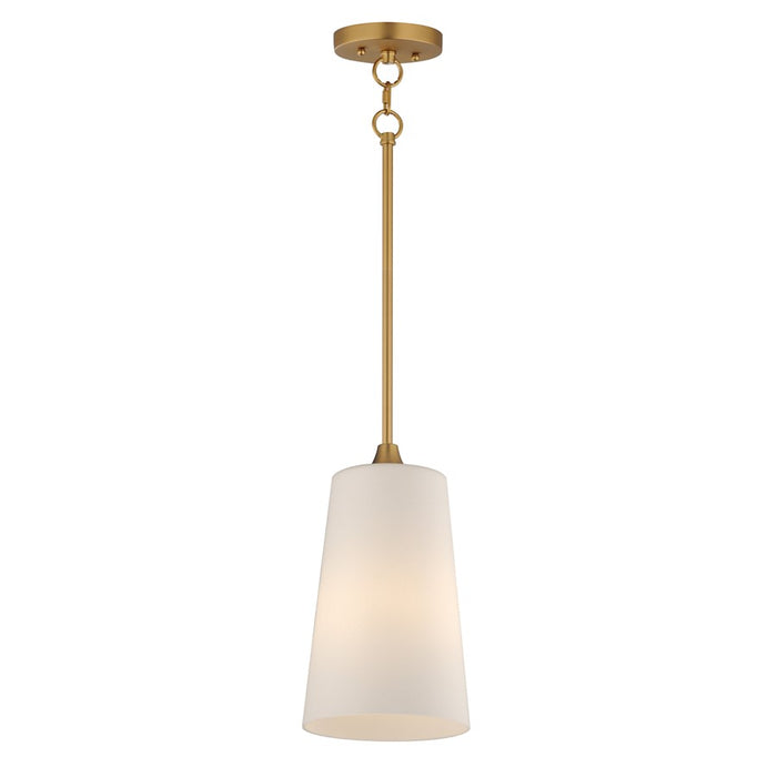Maxim Lighting Hudson 1Lt 14.5" Single Pendant, Brass/White - 12886SWNAB