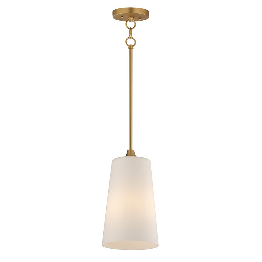 Maxim Lighting Hudson 1Lt 14.5" Single Pendant, Brass/White - 12886SWNAB