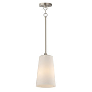 Maxim Lighting Hudson 1Lt 14.5" Single Pendant, Nickel/White - 12886SWSN