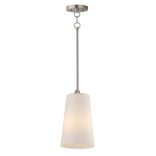 Maxim Lighting Hudson 1Lt 14.5" Single Pendant, Nickel/White - 12886SWSN