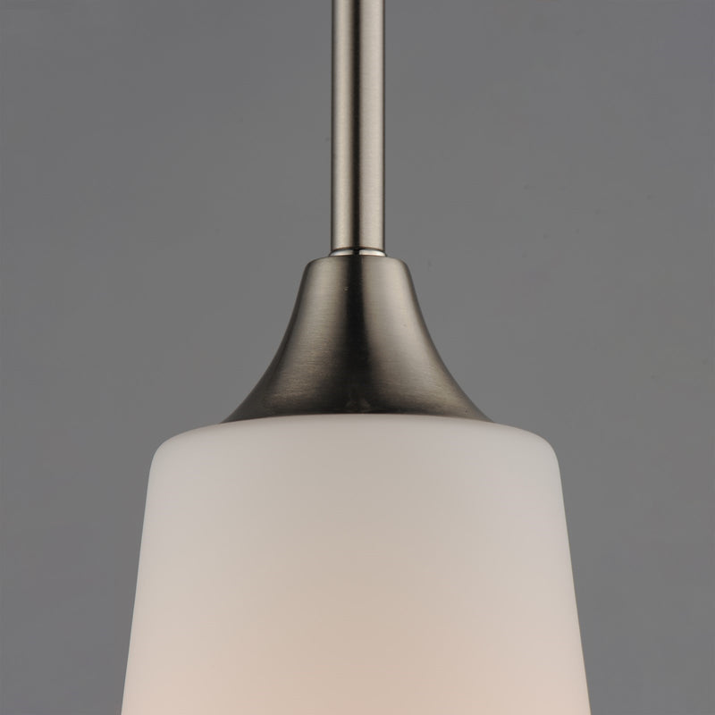 Maxim Lighting Hudson 1Lt 14.5" Single Pendant, Nickel/White