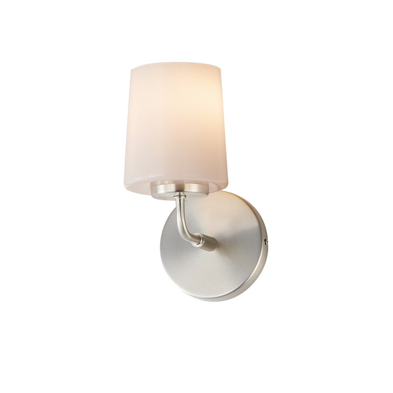 Maxim Lighting Durham 1 Light Wall Sconce, Satin Nickel/White