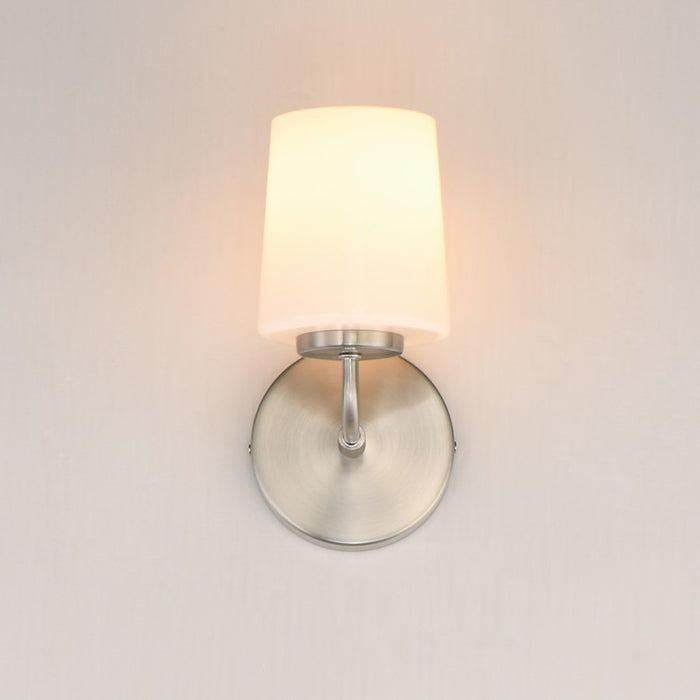 Maxim Lighting Durham 1 Light Wall Sconce, Satin Nickel/White
