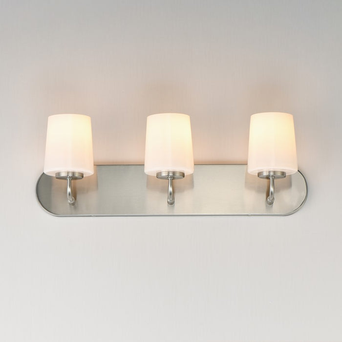 Maxim Lighting Durham 3 Light Bath Vanity, Satin Nickel/White
