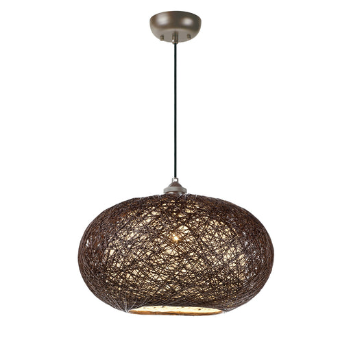 Maxim Bali 16in 1-Light Chandelier | Coastal Natural Twine and White Inner Shade | Dining Room & Covered Patio | 18 x 18 x 11 in | Model 14402CHWT