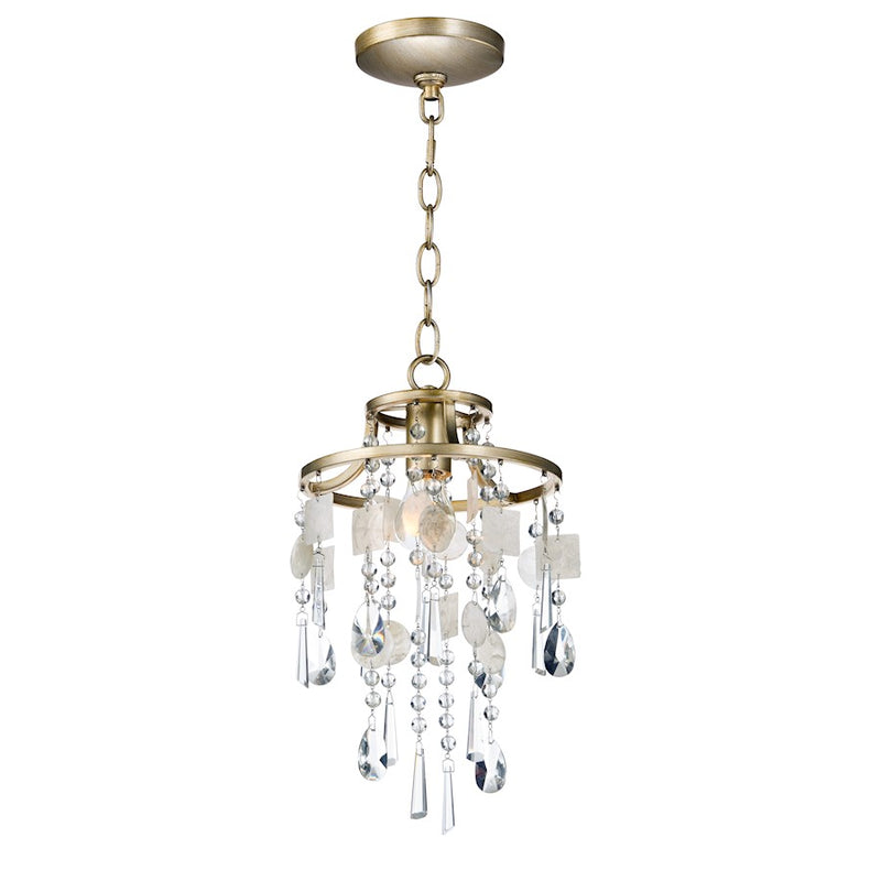 Maxim Lighting Cebu 1-Light Pendant, Capiz/Gold Silver