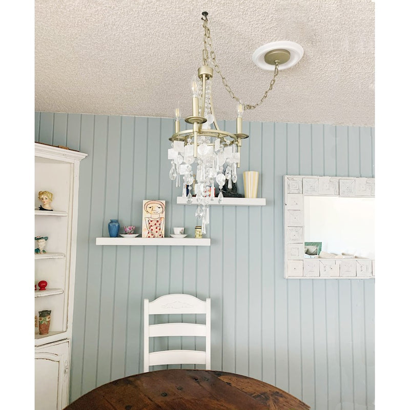 Maxim Lighting Cebu 3-Light Chandelier, Capiz/Gold Silver