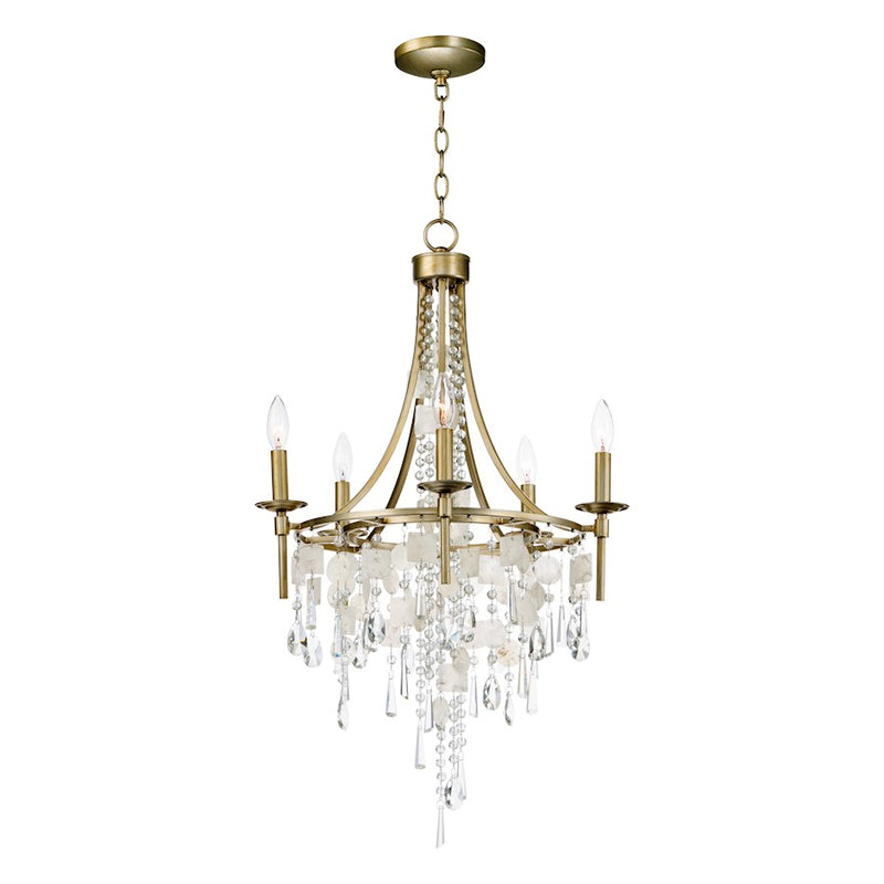 Maxim Lighting Cebu 5-Light Chandelier, Capiz/Gold Silver