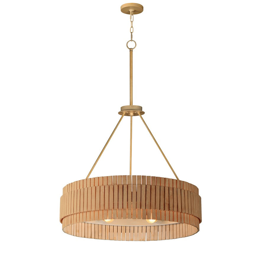 Maxim Lighting Satori 6Lt 42.5" Drum Pendant, Natural Aged Brass - 14456NANAB