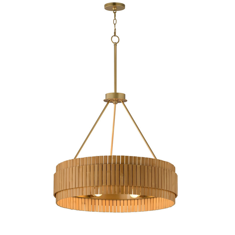 Maxim Lighting Satori 6Lt 42.5" Drum Pendant, Natural Aged Brass