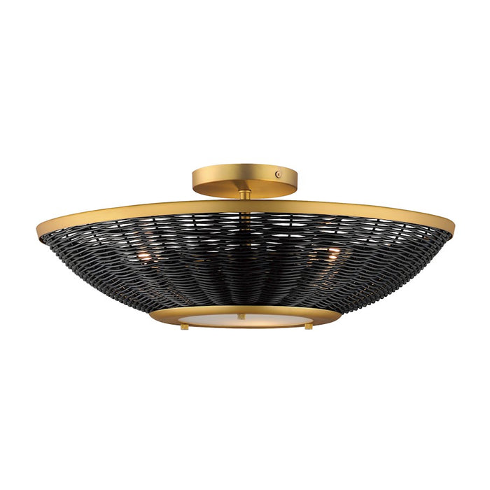 Maxim Lighting Rattan 3Lt 20" Wall Sconce/Semi Flush Mount, Brass - 14460BRNAB