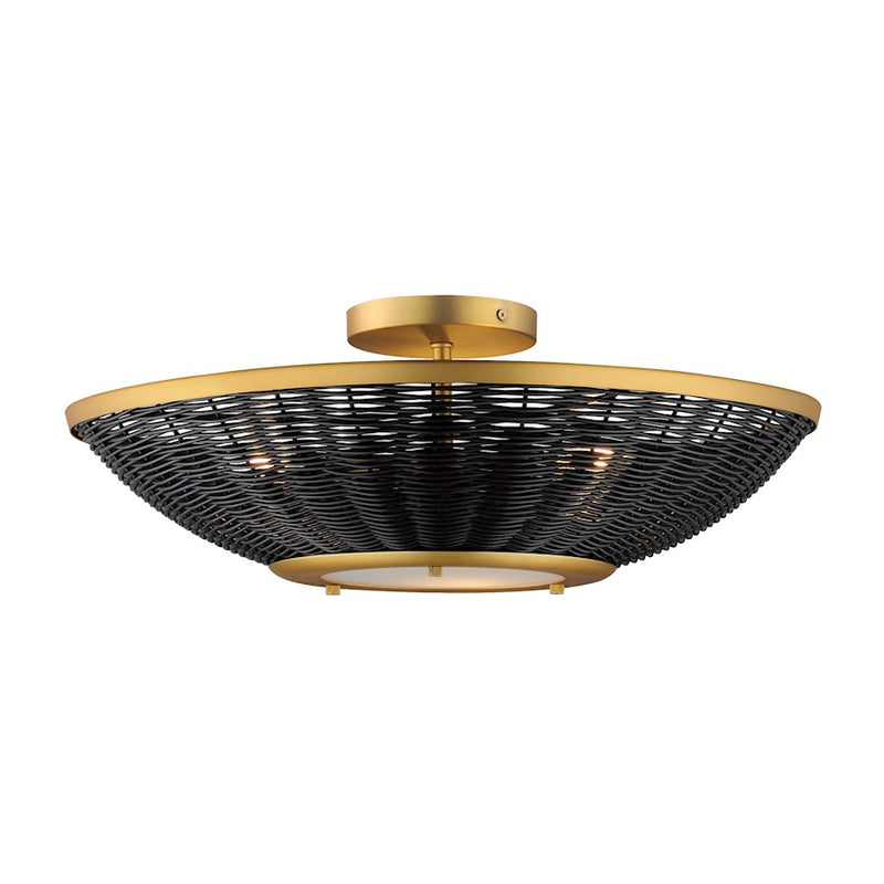 Maxim Lighting Rattan 3Lt 20" Wall Sconce/Semi Flush Mount, Brass