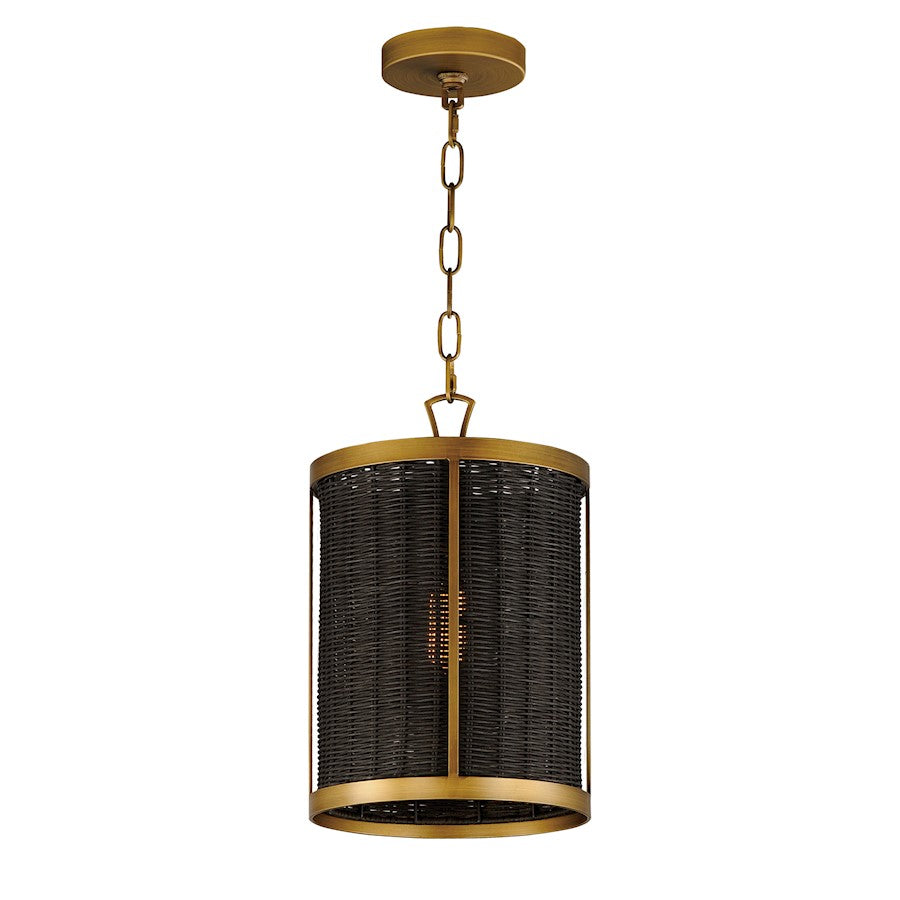 Maxim Lighting Rattan 1 Light Pendant, Natural Aged Brass