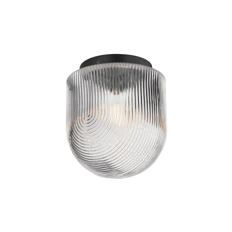 Maxim Lighting Dune 1 Light Flush Mount, Black/Clear Ribbed