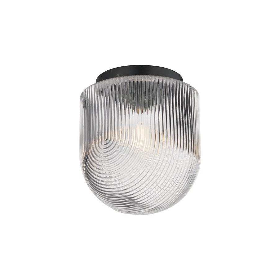Maxim Lighting Dune 1 Light Flush Mount, Black/Clear Ribbed - 15120CRBK