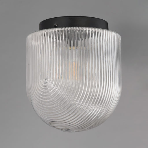 Maxim Lighting Dune 1 Light Flush Mount, Black/Clear Ribbed