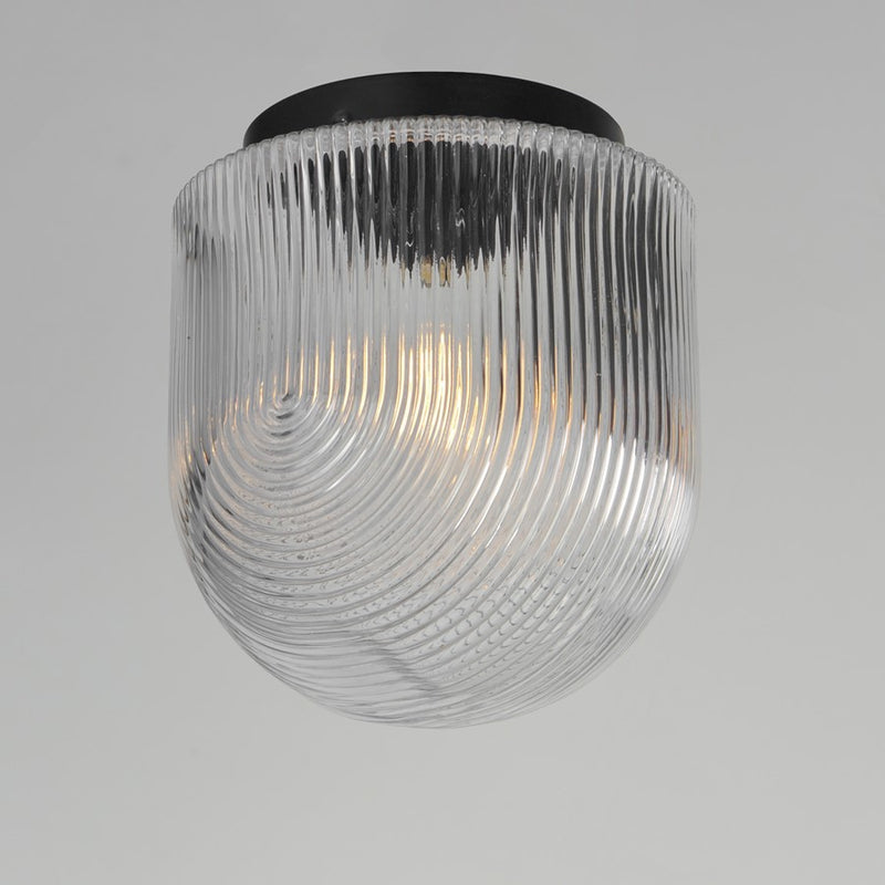 Maxim Lighting Dune 1 Light Flush Mount, Black/Clear Ribbed