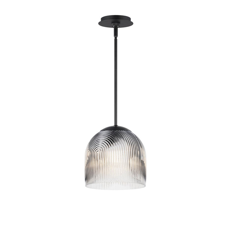 Maxim Lighting Dune 1 Light Single Pendant, Black/Clear Ribbed