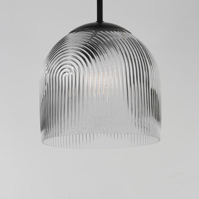 Maxim Lighting Dune 1 Light Single Pendant, Black/Clear Ribbed