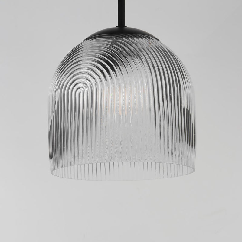 Maxim Lighting Dune 1 Light Single Pendant, Black/Clear Ribbed
