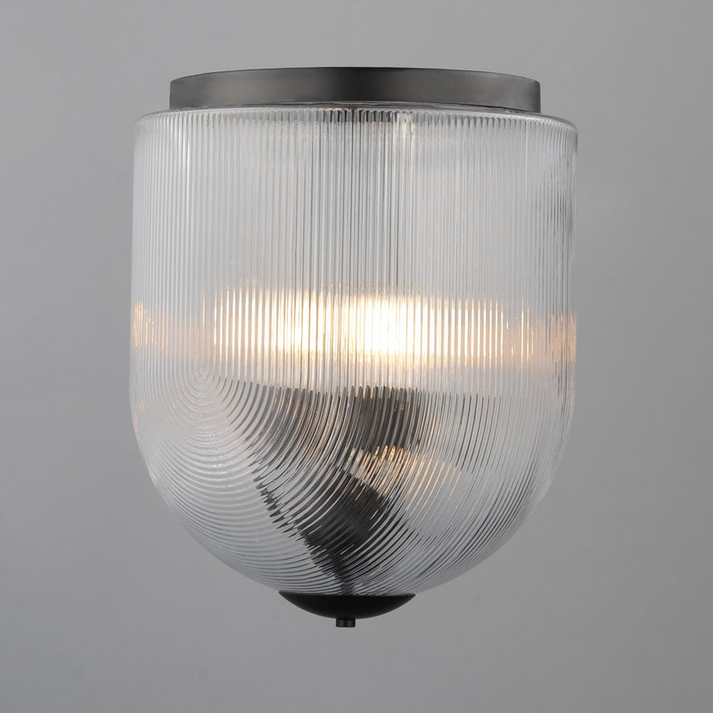Maxim Lighting Dune 4 Light Semi-Flush Mount, Black/Clear Ribbed