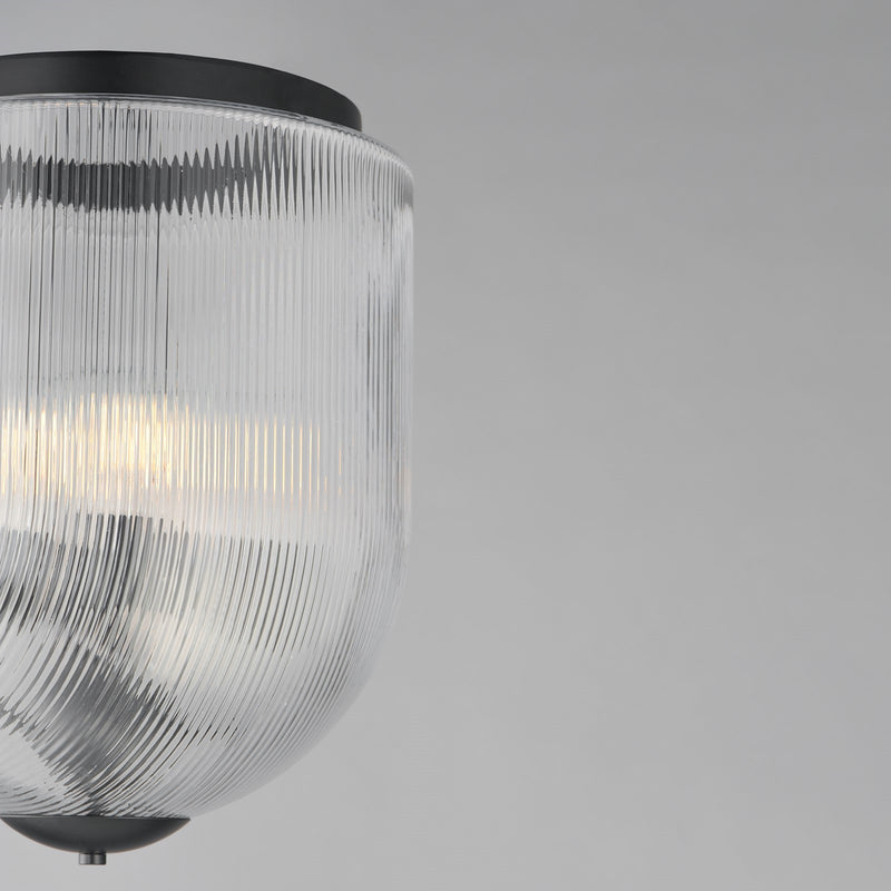 Maxim Lighting Dune 4 Light Semi-Flush Mount, Black/Clear Ribbed
