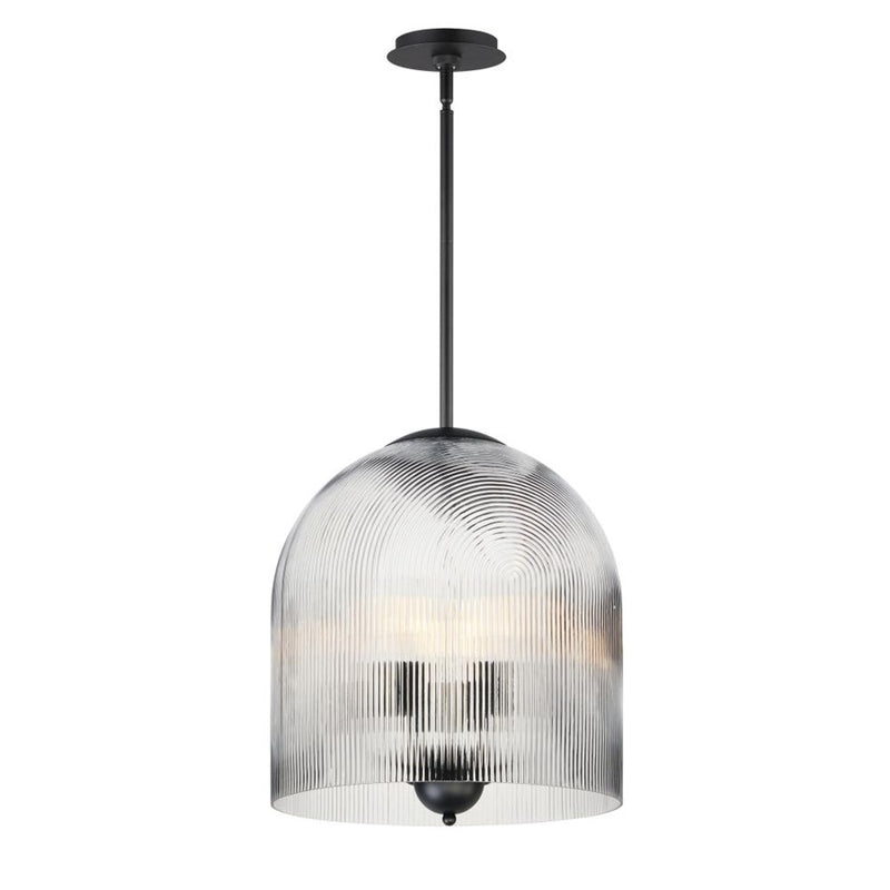 Maxim Lighting Dune 4 Light Single Pendant, Black/Clear Ribbed