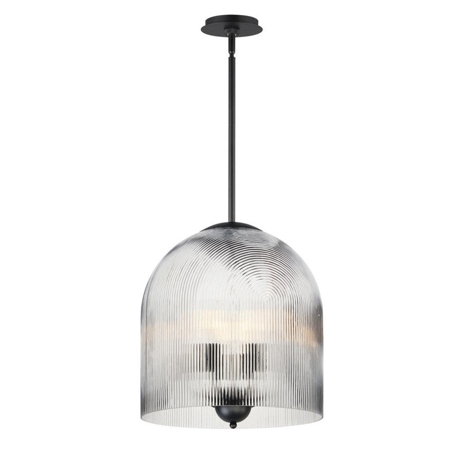 Maxim Lighting Dune 4 Light Single Pendant, Black/Clear Ribbed - 15123CRBK