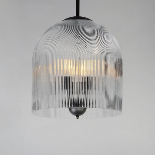 Maxim Lighting Dune 4 Light Single Pendant, Black/Clear Ribbed