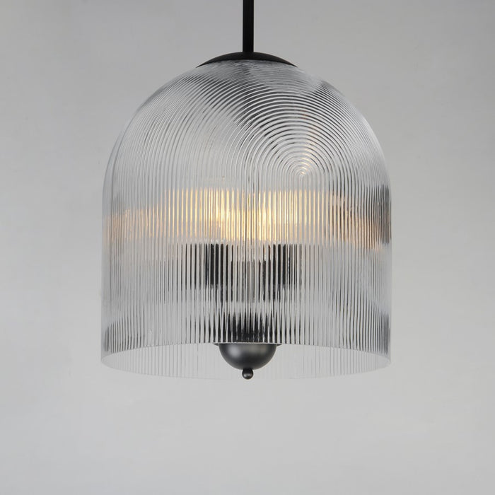 Maxim Lighting Dune 4 Light Single Pendant, Black/Clear Ribbed
