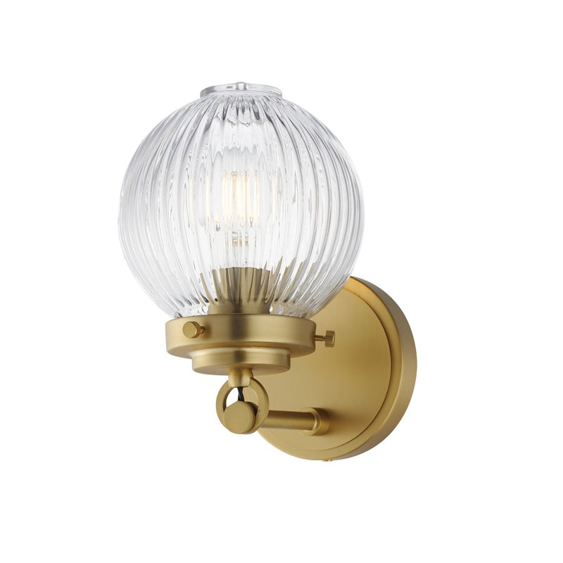 Maxim Lighting Kasbah 1 Light Wall Sconce, Satin Brass/Clear Ribbed