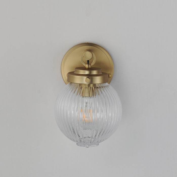 Maxim Lighting Kasbah 1 Light Wall Sconce, Satin Brass/Clear Ribbed