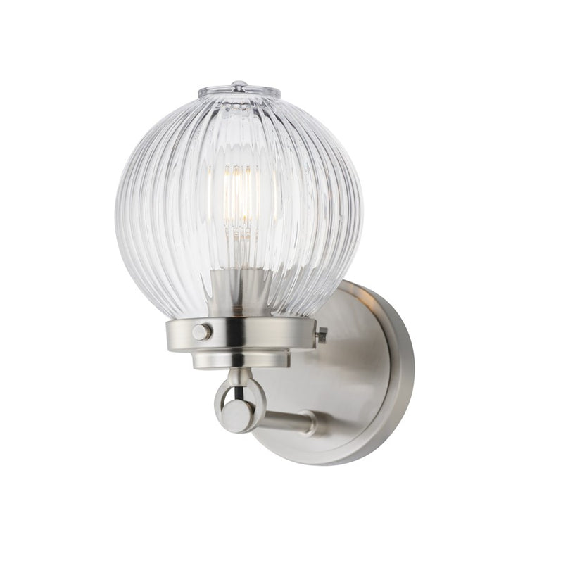 Maxim Lighting Kasbah 1 Light Wall Sconce, Satin Nickel/Clear Ribbed