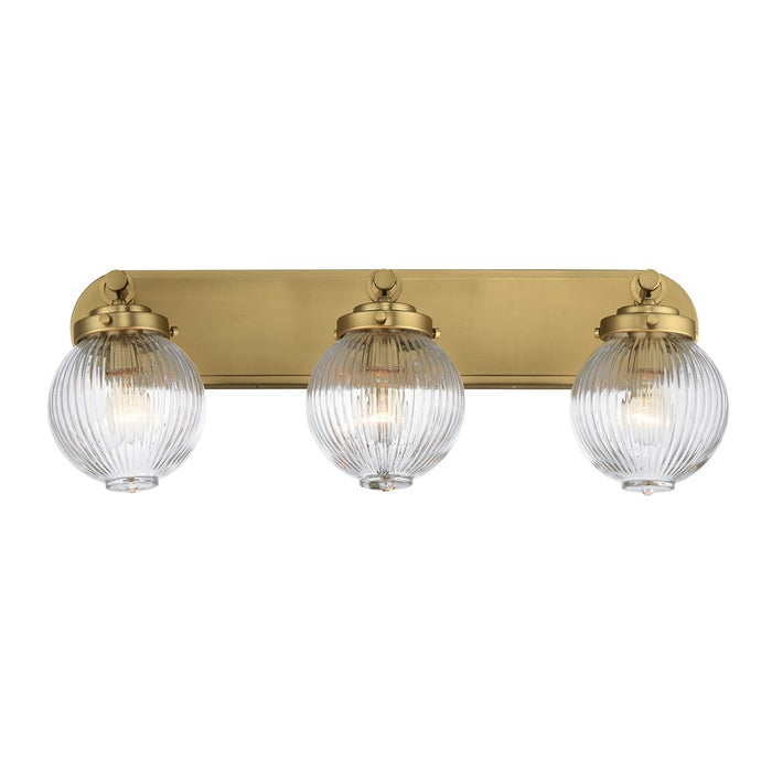 Maxim Lighting Kasbah 3 Light Bath Vanity, Satin Brass/Clear Ribbed - 15193CRSBR