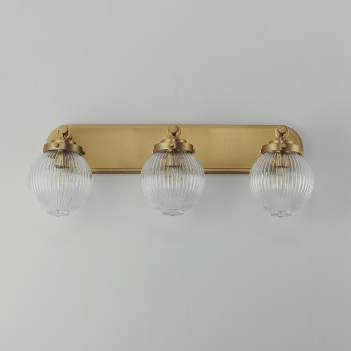 Maxim Lighting Kasbah 3 Light Bath Vanity, Satin Brass/Clear Ribbed