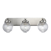Maxim Lighting Kasbah 3 Light Bath Vanity, Satin Nickel/Clear Ribbed - 15193CRSN